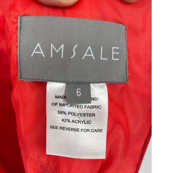 NWT Amsale Coral Fuchsia Duchess Satin Oversize Bow One Shoulder Gown size 6 - Picture 9 of 12